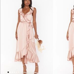 Elegant Ruffled Rose Gold Dress